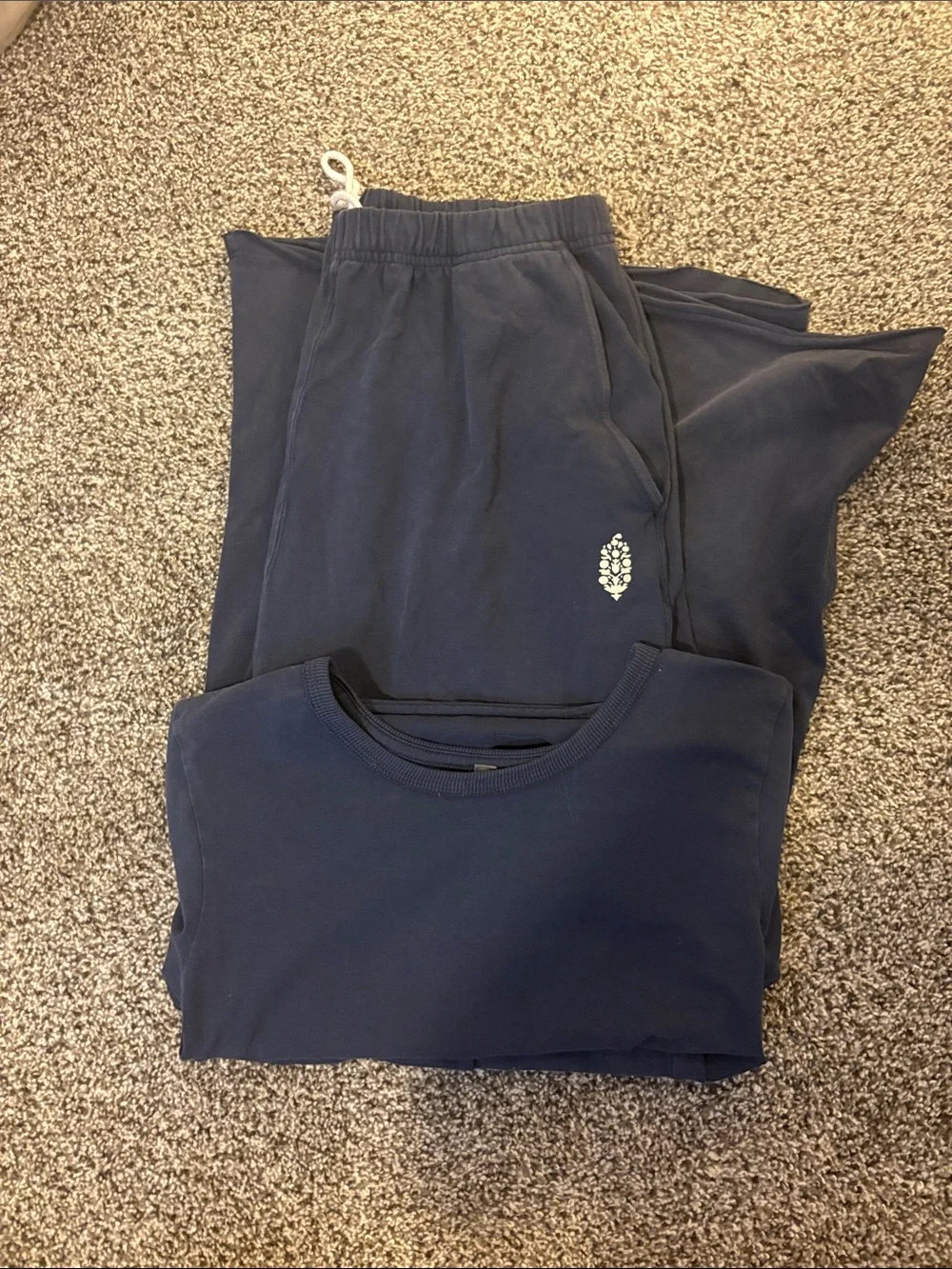 Women’s  Navy short sleeve and  Sweatpant set - Classic Comfort